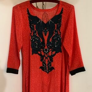 Beautiful Handmade OOAK Red and Black Kaftan